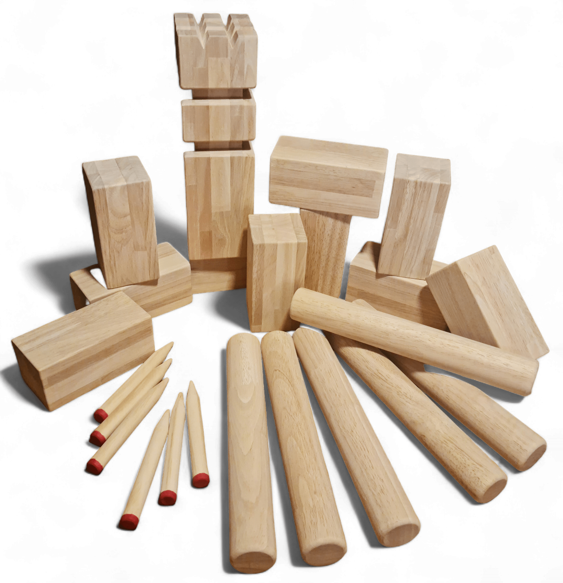 Kubb Spiel Gummibaum XXL - 8,5kg, WM-Größe 1 komplettes Kubb Set Gummibaum Größe XXL
