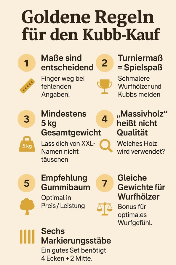 Goldene Regeln 7 goldene Regeln, die wir für deinen Kubb-Kauf empfehlen